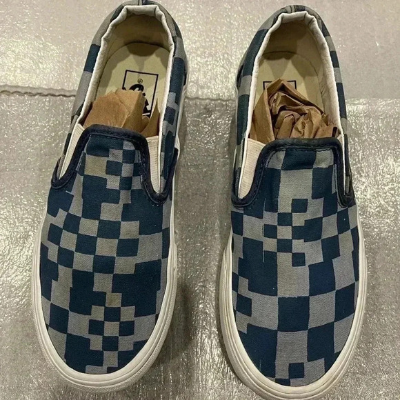 [W7.5]Vans Shoes Vans Classic Slip-On Platform Multi  Check Blue Women's - Picture 3 of 11